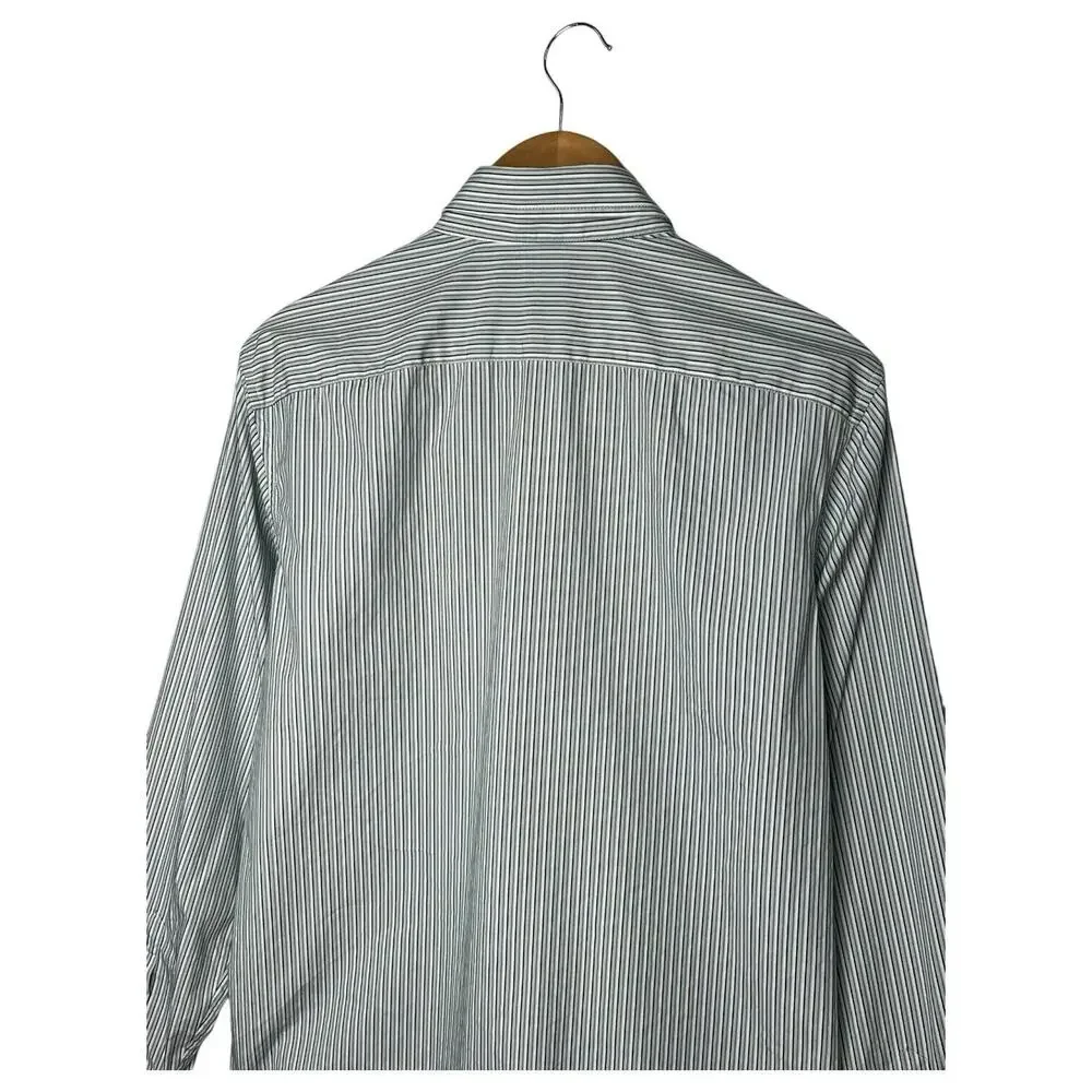 New Banana Republic Shirt Mens M Slim Fit Striped Button Up Long Sleeve Green